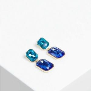 NWT, Box and Pouch BCBG OVERSIZED CRYSTAL DOUBLE DROP EARRINGS